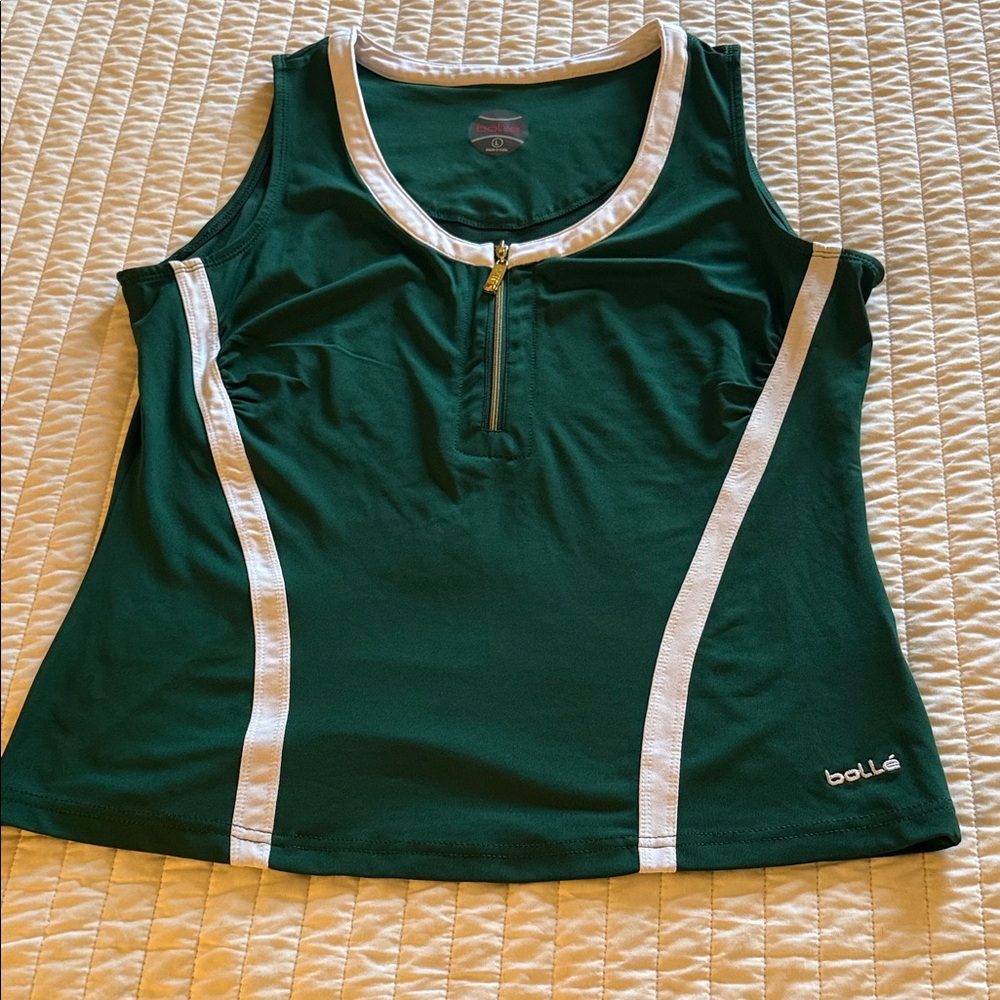 bolle Green and White Athletic Tank Top